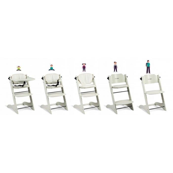 Scaun de masa din lemn Ricokids Loni - Gri deschis