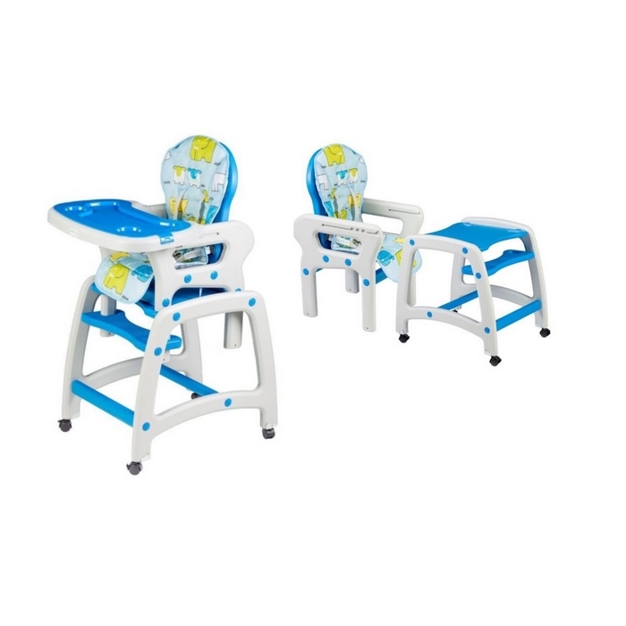 Scaun de masa multifunctional Ecotoys - Albastru cu elefant
