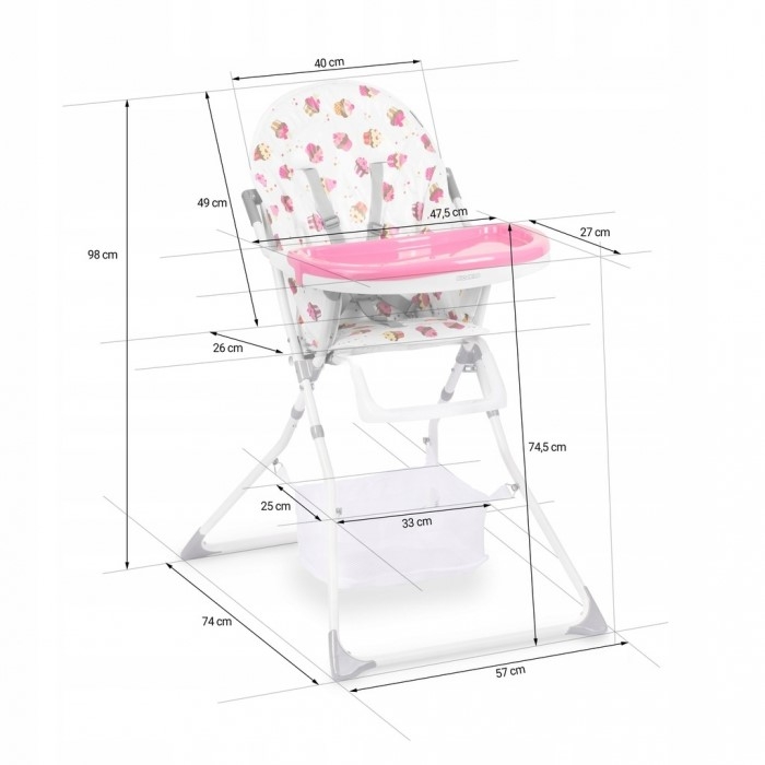 Scaun de masa Ricokids Eldo - Alb - Roz