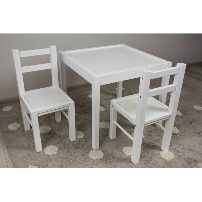 Set de masa cu doua scaune pentru copii Drewex - Alb