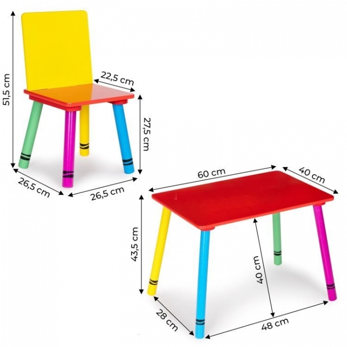 Set de masa cu doua scaune pentru copii Ecotoys ZKB-10