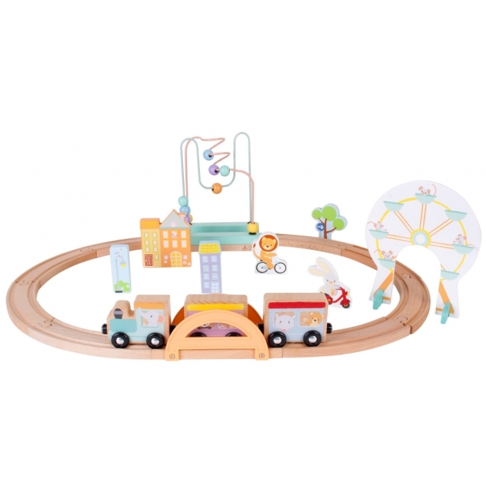 Set de sina cu tren din lemn si accesorii Sun Baby 063