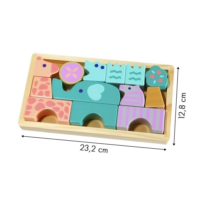 Set figurine animale din lemn ECOTOYS, cutie din lemn