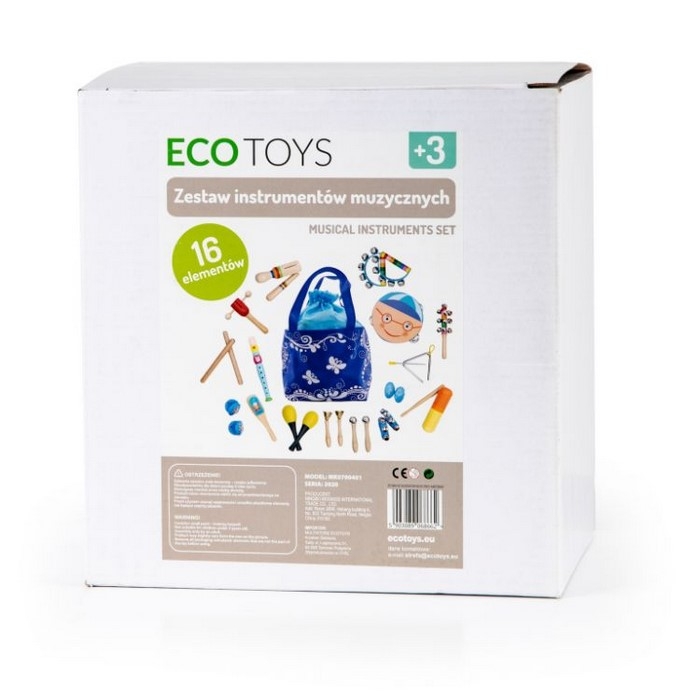 Set muzical din lemn cu 16 instrumente Ecotoys MK0700401