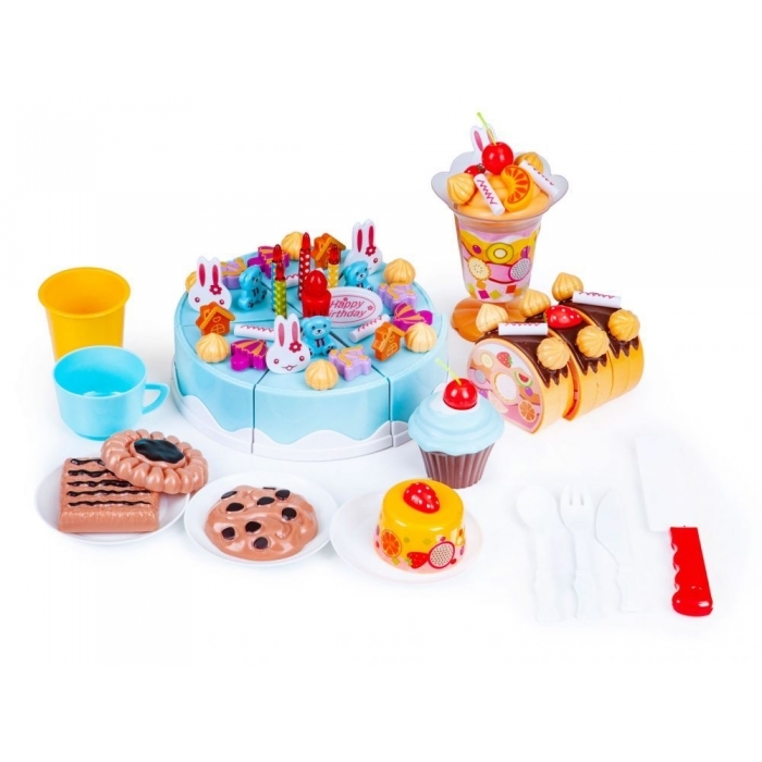 Set tort aniversar cu accesorii, 75 de elemente, Ecotoys HC340709