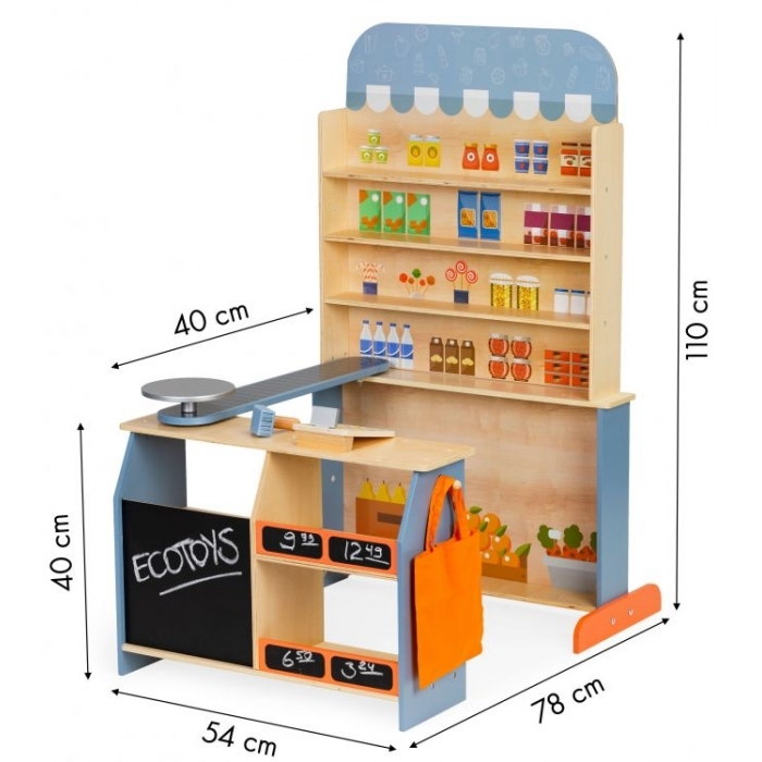 Stand magazin din lemn cu accesorii Ecotoys 4426