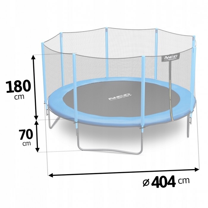 Trambulina de gradina cu plasa exterioara, stalpi si scara 404 cm (13FT) Neo-Sport NS-13Z181 - Albastru