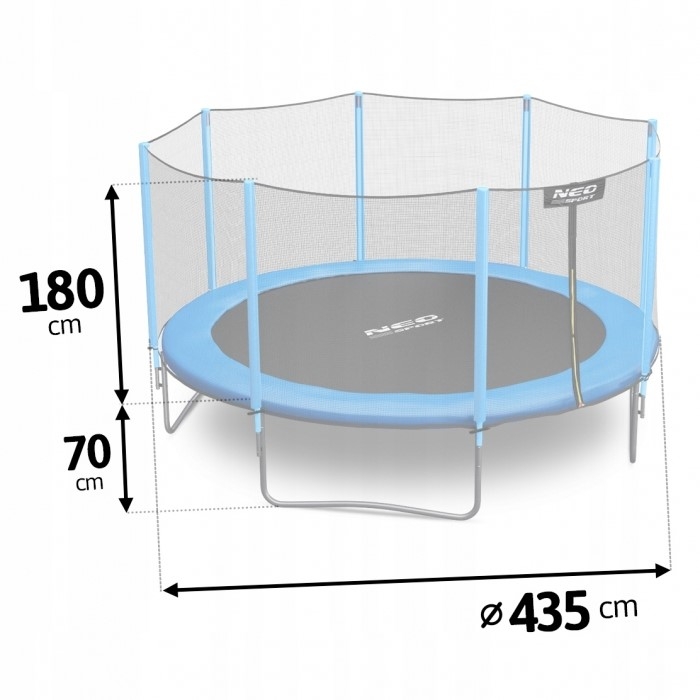 Trambulina de gradina cu plasa exterioara, stalpi si scara 435 cm (14FT) Neo-Sport NS-14Z181 - Albastru