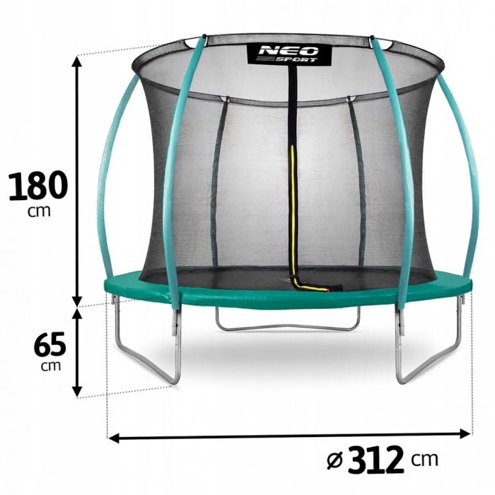 Trambulina de gradina cu plasa interioara, stalpi si scara 312 cm (10FT) Neo-Sport NS-10C181 - Verde