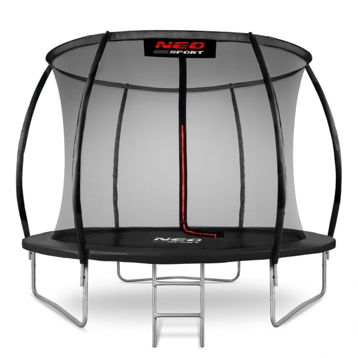Trambulina de gradina cu plasa interioara, stalpi si scara 312 cm (10FT) Neo-Sport NS-10C231 - Negru