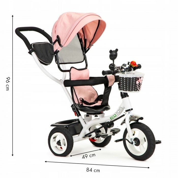 Tricicleta cu sezut rotativ Ecotoys JM-066-9L - Roz