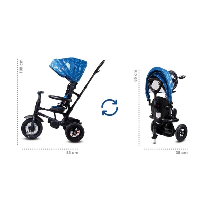 Tricicleta pliabila cu roti gonflabile Sun Baby 014 Qplay Rito - Blue UFO