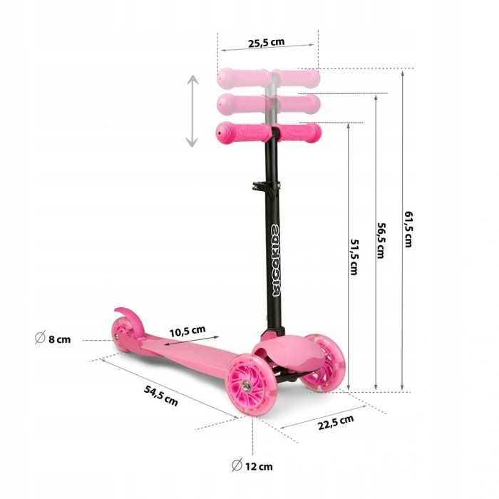 Trotineta cu roti cu LED Ricokids Loco 765102 - Roz