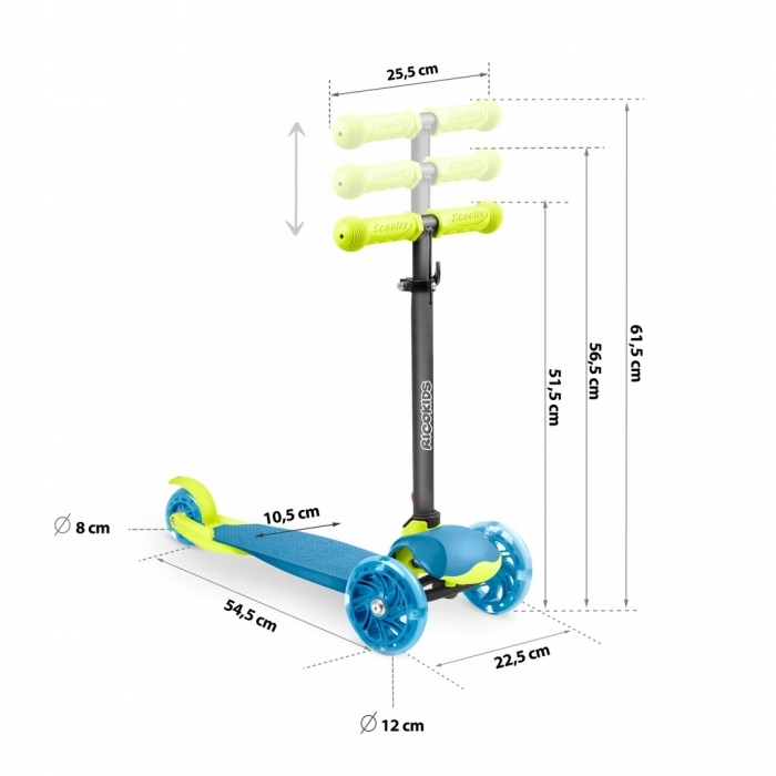 Trotineta cu roti cu LED Ricokids Loco 765105 - Albastru cu verde