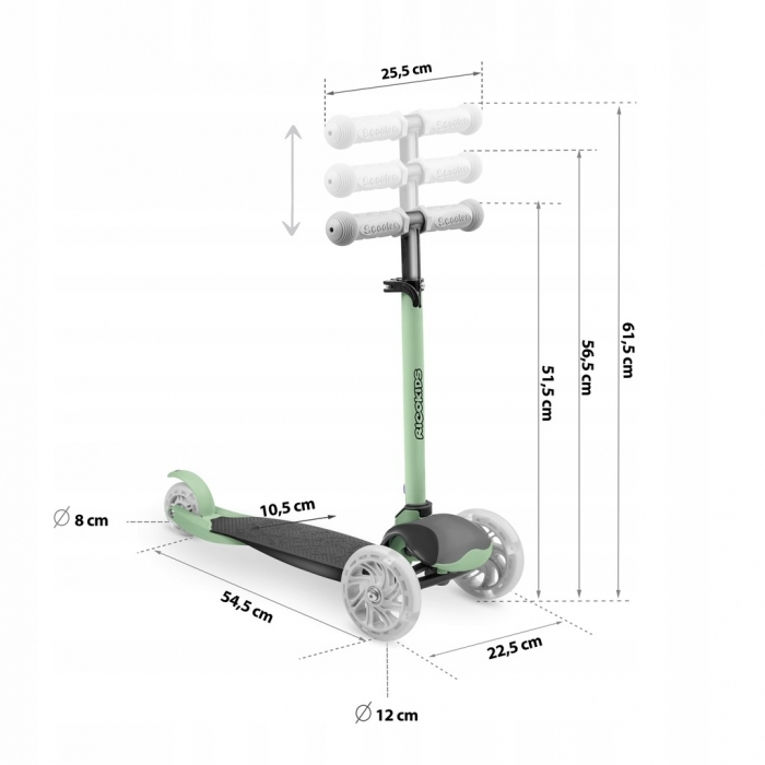 Trotineta cu roti cu LED Ricokids Loco 765107 - Verde cu negru