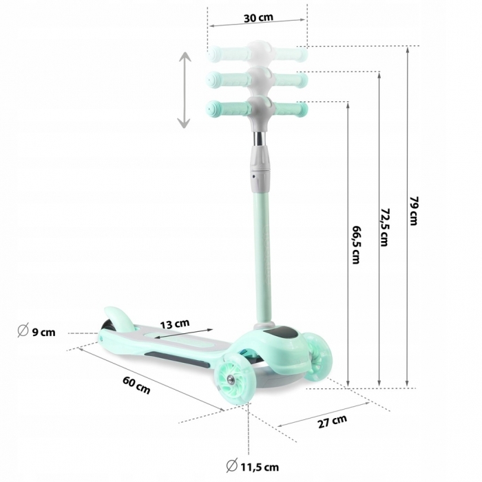 Trotineta cu roti cu LED Ricokids Piko 765000 - Turcoaz