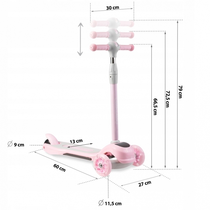 Trotineta cu roti cu LED Ricokids Piko 765001 - Roz