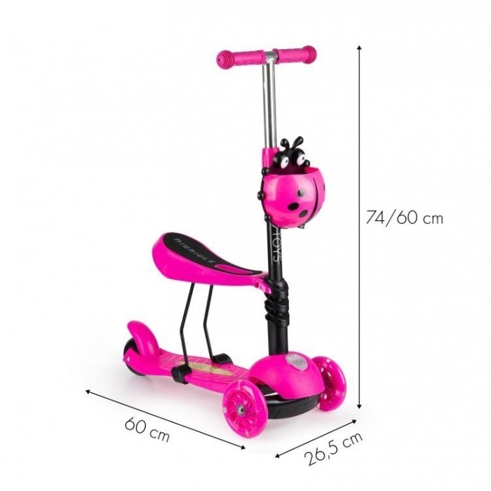 Trotineta cu sezut si 3 roti cu LED Ecotoys BW-203 - Rosu
