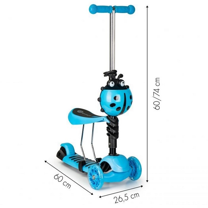 Trotineta cu sezut si 3 roti cu LED Ecotoys YM-SC-6 - Albastru